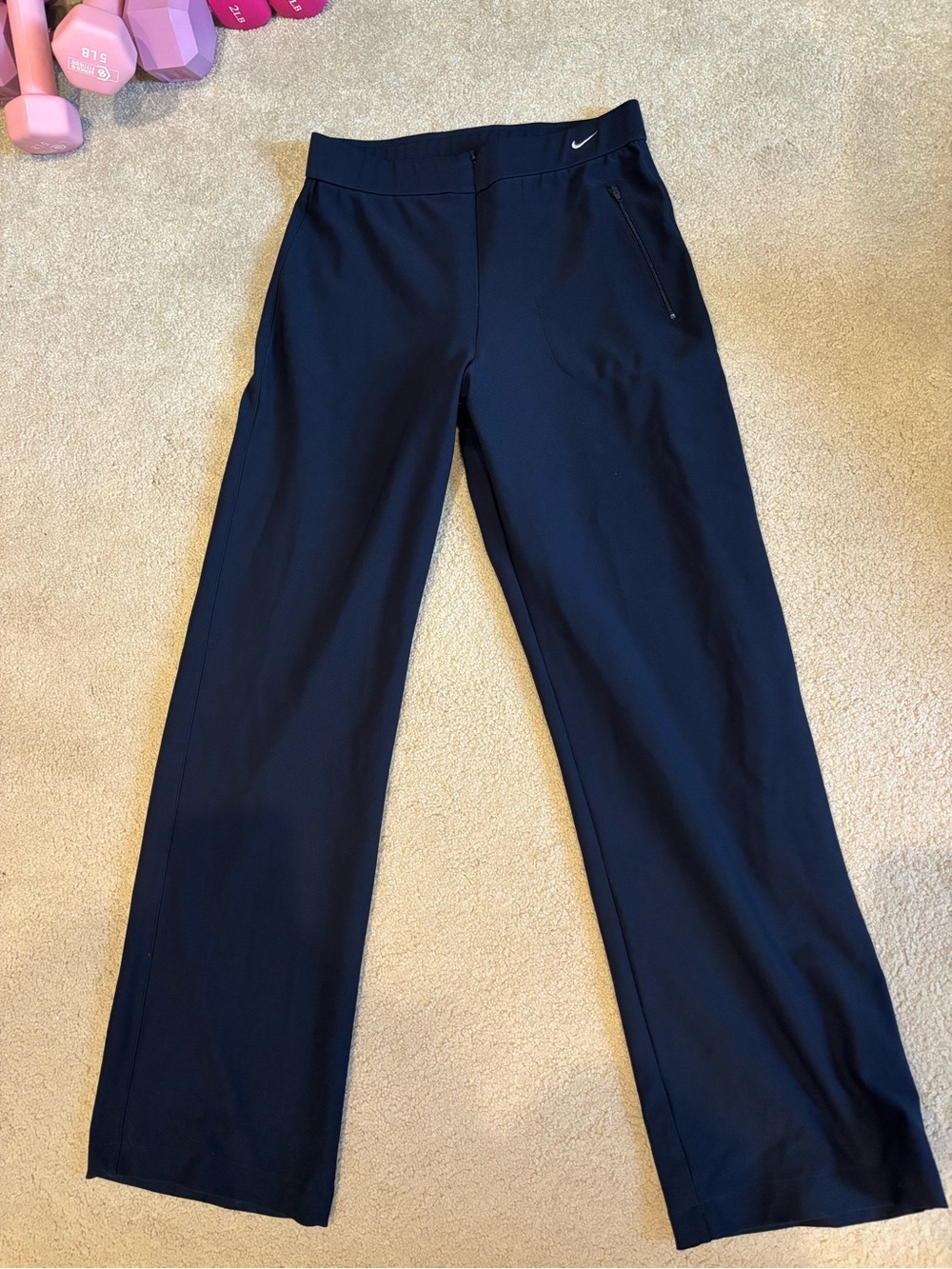 Nike Navy Blue Dri-FIT Straight Leg Pull-On Track Pants Zip Pockets